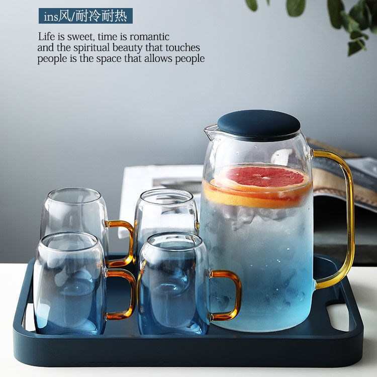 hjn Glass Water Pitcher with Wood Lid Water Carafe with Handle - Fridge  Glass Jug for Hot/Cold Water & Iced Tea Beverage, juice